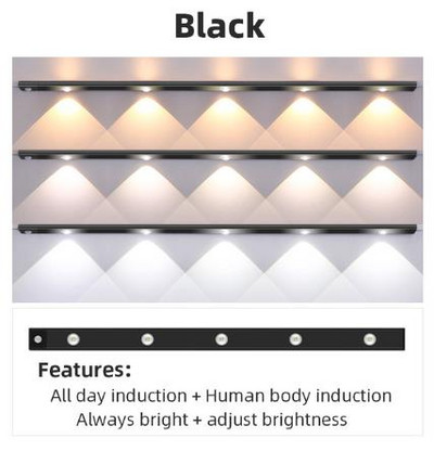 PIR noćno svjetlo sa senzorom pokreta USB punjiva svjetiljka 20/30/40/CM LED svjetla za ormare za kuhinju Ormar Spavaća soba Unutarnja rasvjeta