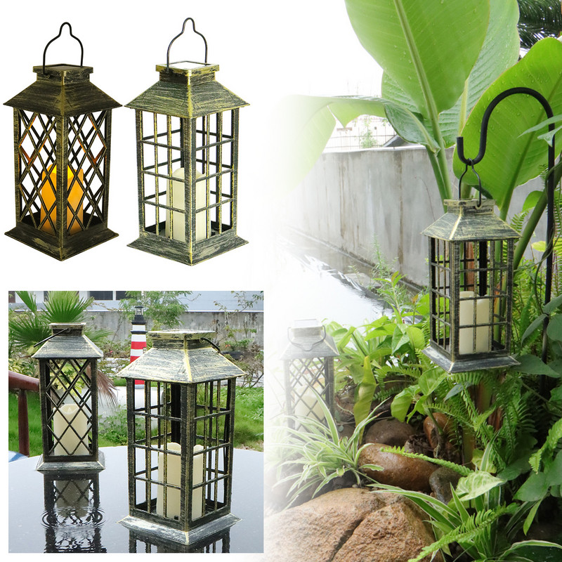 Saules sveču lampas apdares gaisma LED āra mirgojoša sveču laterna ūdensnecaurlaidīga dārza piekārta dekorācija laterna saules gaisma