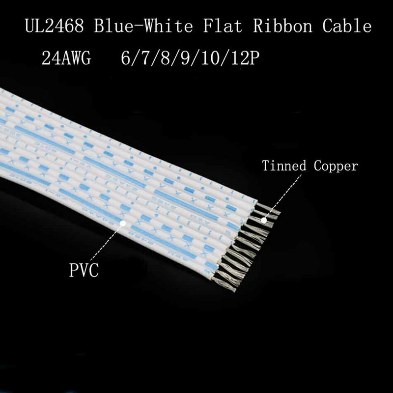 1-meetrine lame lintkaabel 6 7 8 9 10 12 tee 24/26 AWG painduv PVC traat tinatud vask