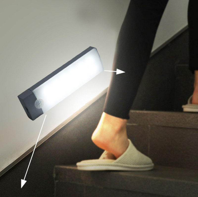LED liikumisanduri valgus juhtmevaba öövalgusti USB laetav öölampide kapp garderoobivalgusti trepikoja taustvalgus köögile