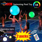 2PC 40CM LED Λαμπερό Φωτιστικό Μπάλας Παραλίας Τηλεχειριστήριο 16 Χρωμάτων Αδιάβροχο Φουσκωτό Φωτιστικό Πισίνας Φωτιστικό πάρτι γκαζόν αυλής