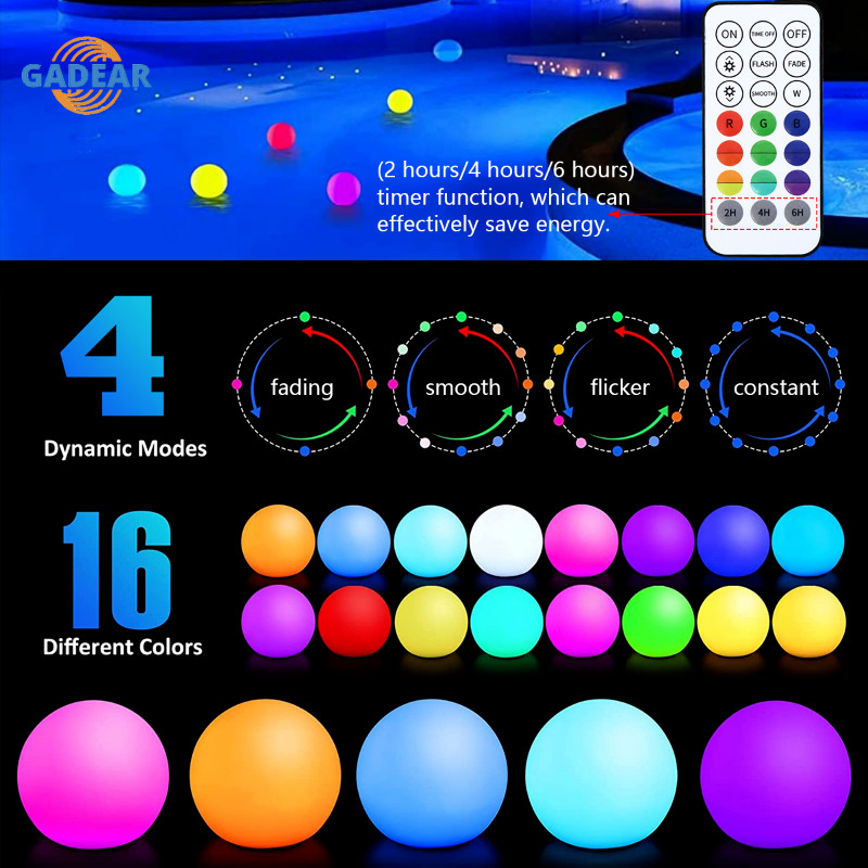 2PC 40CM LED Λαμπερό Φωτιστικό Μπάλας Παραλίας Τηλεχειριστήριο 16 Χρωμάτων Αδιάβροχο Φουσκωτό Φωτιστικό Πισίνας Φωτιστικό πάρτι γκαζόν αυλής