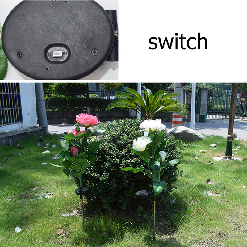 3 LED saules ziedu gaismas rožu zieds ar lapu lampu dārza dekorēšanai āra ūdensnecaurlaidīga zāliena ainavas lampa pagalma iekšpagalmam