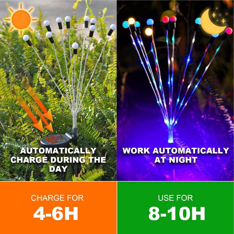 2db napelemes szentjánosbogár lámpák LED-es napelemes kerti lámpák kültéri vízálló lengő lámpa udvari terasz ösvény díszítéséhez