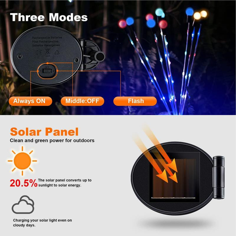 2db napelemes szentjánosbogár lámpák LED-es napelemes kerti lámpák kültéri vízálló lengő lámpa udvari terasz ösvény díszítéséhez