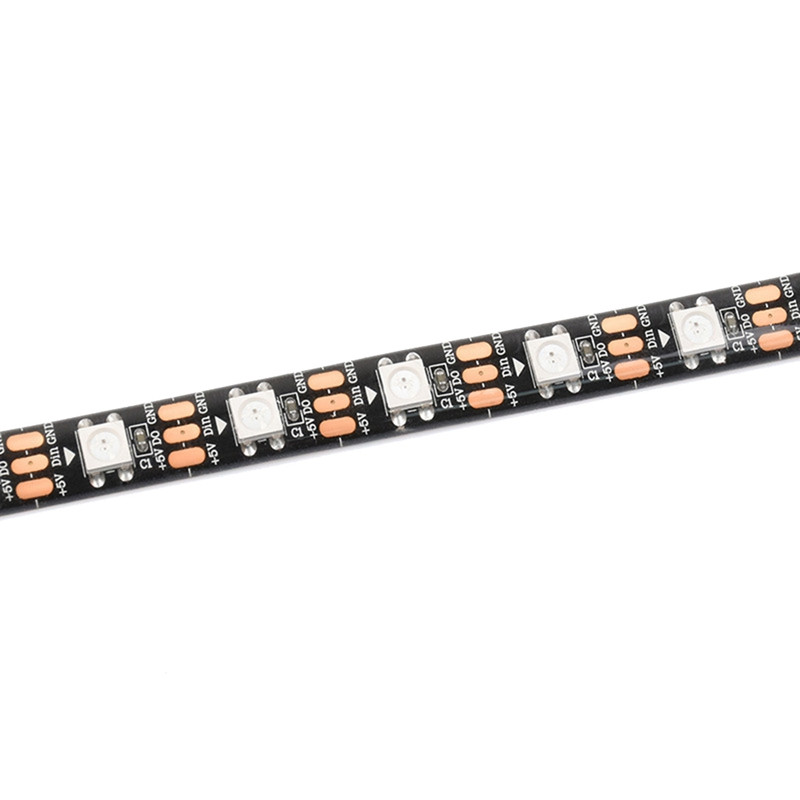 WS2812 RGB lempos juostelė 5050 šviesos rutuliukai, didelio ryškumo, taupantys energiją, mažai suvartojantys, pjovimo programuojami LED lempa (1M)