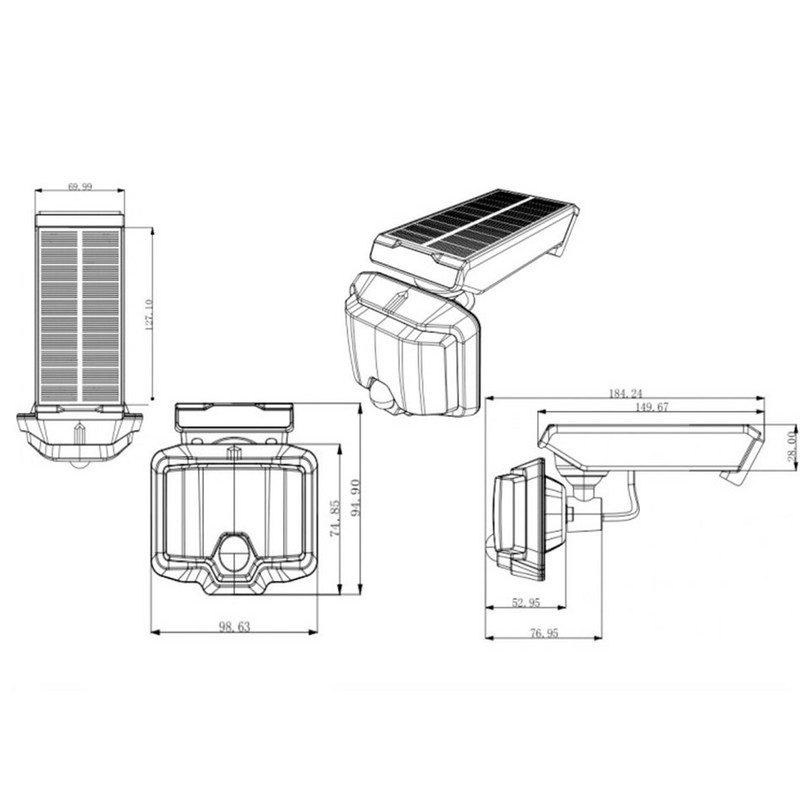 PIR mozgásérzékelős fali lámpa kültéri LED napelemes lámpa vízálló úszólámpa Táj, négyzet alakú kerti spotlámpa világításhoz