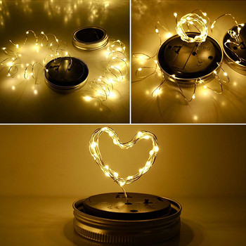 6PCS 20 светодиода Fairy Light Solar за Mason Jar Lid Insert Променящ цвета градински декор Коледни светлини Външен сватбен декор