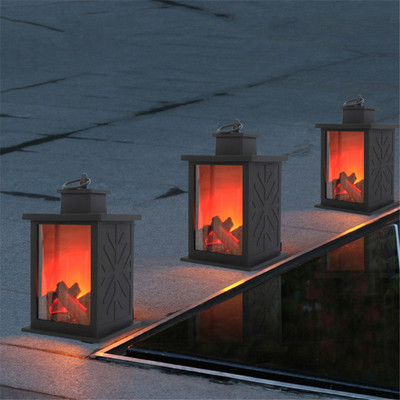 Φωτιστικά φαναριού με φλόγα με κάρβουνο LED Φορητό κρεμαστό φως προσομοιωμένο τζάκι Κηροπήγιο Εσωτερική/Εξωτερική διακόσμηση