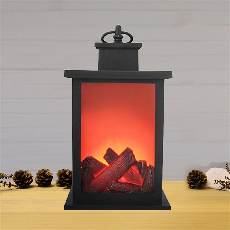 Lămpi cu lanternă cu flacără cu cărbune LED Lumină suspendată portabilă Suport pentru lumânări pentru șemineu simulat Decorare interioară/exterioră