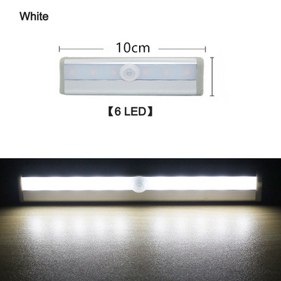 6/10 LED svjetlo za ormarić PIR senzor Svjetlo za kuću Svjetlo senzora pokreta Garderoba Krevet Lampa LED noćno svjetlo za ormarić Kuhinja