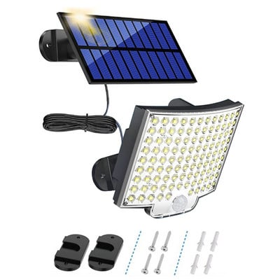 Lumini solare 468/106LED Lumină solară în aer liber Senzor de mișcare PIR 3 moduri Lampă de perete despărțită pe stradă, impermeabilă, pentru decorarea grădinii