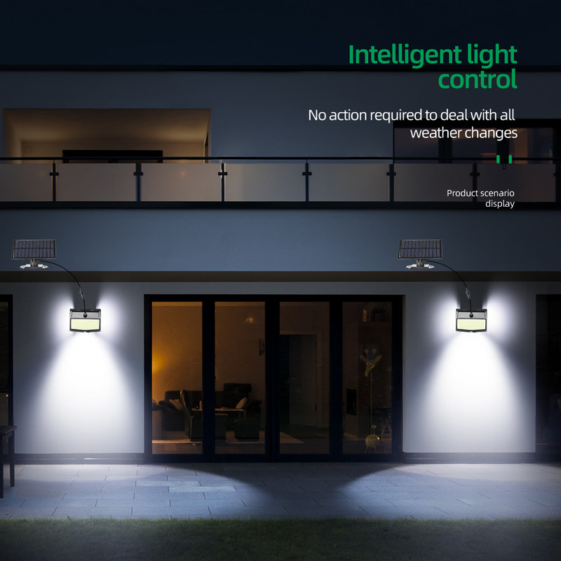 Lumini solare 468/106LED Lumină solară în aer liber Senzor de mișcare PIR 3 moduri Lampă de perete despărțită pe stradă, impermeabilă, pentru decorarea grădinii