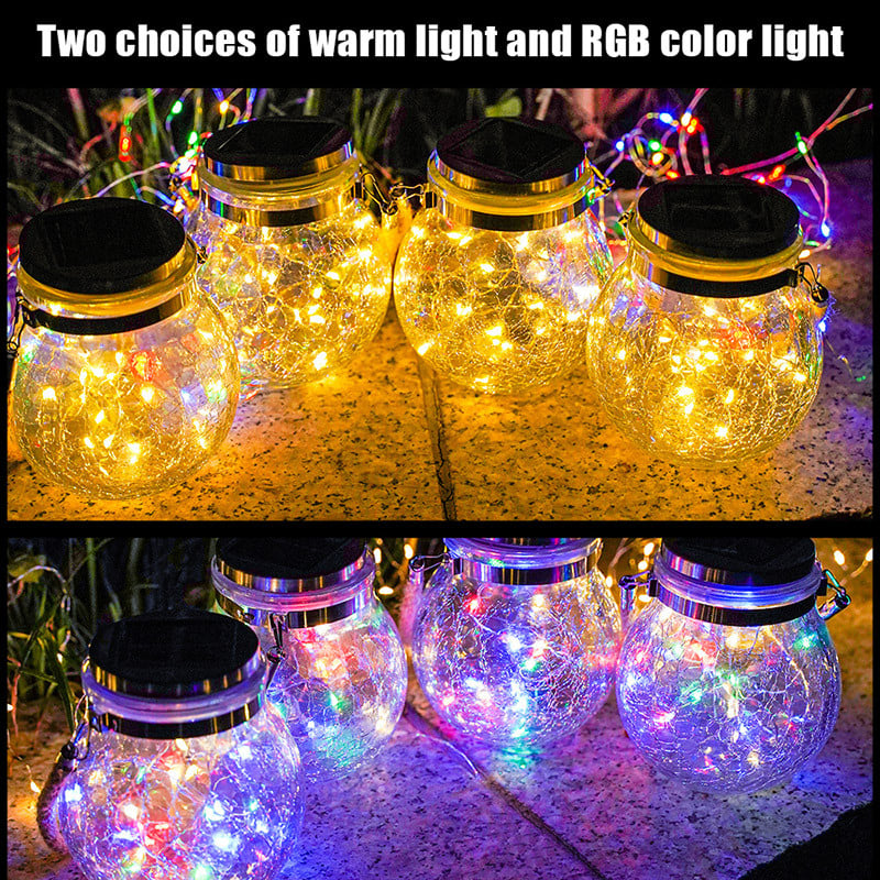 Kabantys saulės šviestuvai, traškantys stikliniai gaubliai LED stiklainių šviestuvai sodo dekoravimui, vandeniui atsparūs lauke, kiemo tvoros stulpams _WK