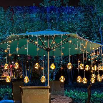 LED слънчева светлина Външна водоустойчива фея гирлянда Оброчна бутилка Завеса String Light Коледна парти лампа за градинска декорация