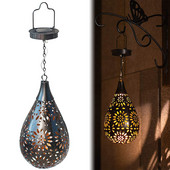 LED retro kerti napelemes lámpa fém üreges árnyékvetítés függő lámpás kültéri vízálló napelemes táj fényes kerti dekoráció