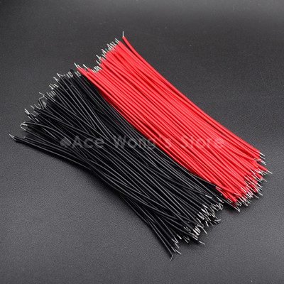 100 бр. Проводници за джъмпърни кабели за макет, консервирани 24AWG / 26AWG 10 см Черен и червен проводник