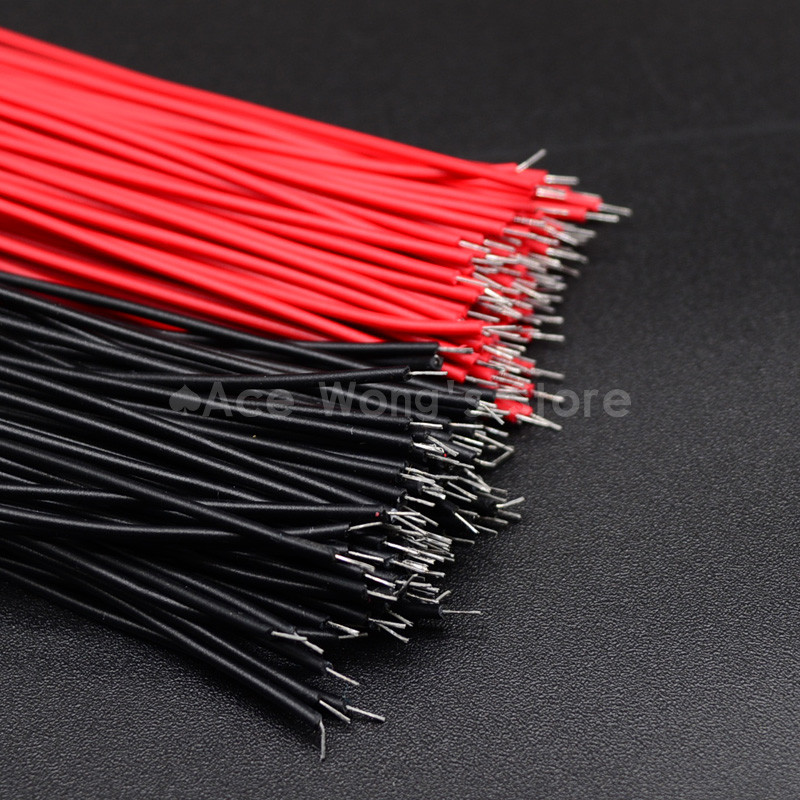 100 tk leivalaua hüppaja kaabli juhtmed tinatud 24AWG / 26AWG 10cm must ja punane juhe