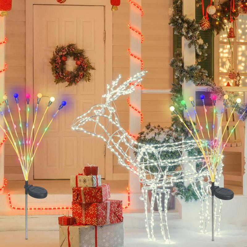 Lumină solară în aer liber Lampă cu licurici LED Decorare grădină Grădină impermeabilă Acasă Gazon Artificii Lumină Podea Anul Nou Crăciun