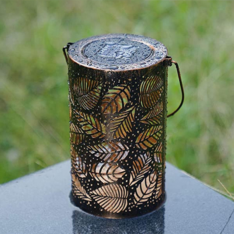 LED-es napelemes lámpás lámpák kültéri kertben vízálló üreges levelek vetítés függő lámpa dekoráció művészi lámpa az udvari ösvényhez