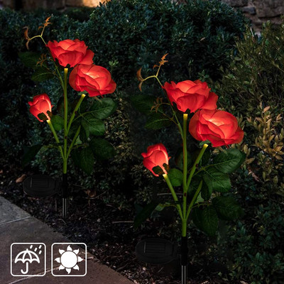 Solar Garden Lights Simulation Rose Lantern IP65 Αδιάβροχο LED ηλιακό διακοσμητικό φως λουλουδιών για Garden Terrace Path Driveway