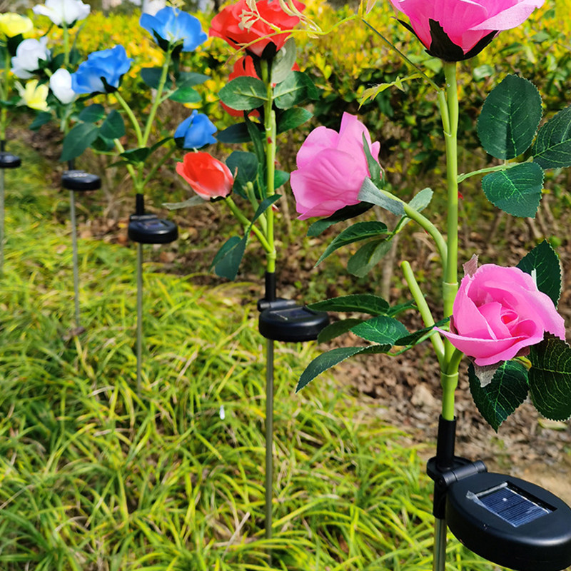 Solarne vrtne svjetiljke Simulacija ružinih svjetiljki IP65 Vodootporna LED solarna ukrasna cvjetna svjetiljka za prilaz stazi vrtne terase