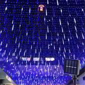 Lumini de ploaie solare cu LED-uri pentru duș de meteoriți, ghirlandă cu LED-uri în aer liber, decor de grădină cu zâne, iluminat de vacanță de Anul Nou de Crăciun