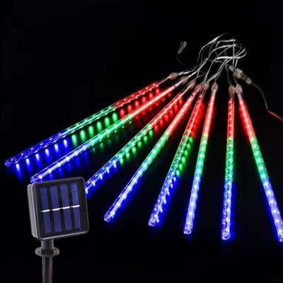 Lumini de ploaie solare cu LED-uri pentru duș de meteoriți, ghirlandă cu LED-uri în aer liber, decor de grădină cu zâne, iluminat de vacanță de Anul Nou de Crăciun