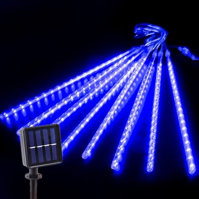 Lumini de ploaie solare cu LED-uri pentru duș de meteoriți, ghirlandă cu LED-uri în aer liber, decor de grădină cu zâne, iluminat de vacanță de Anul Nou de Crăciun