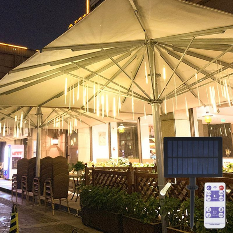 Lumini de ploaie solare cu LED-uri pentru duș de meteoriți, ghirlandă cu LED-uri în aer liber, decor de grădină cu zâne, iluminat de vacanță de Anul Nou de Crăciun