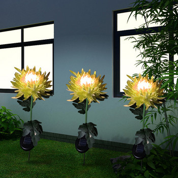 2 бр. Слънчева светлина на хризантема LED лампа Симулация на външна градина Цветна морава Светлина Plug-In Градинска земна лампа Светлина Градински декор