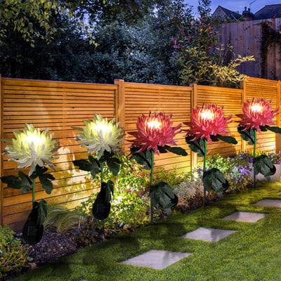 Χρυσάνθεμο ηλιακό φως LED Φωτιστικό εξωτερικού χώρου προσομοίωσης κήπου Λουλούδι Φωτιστικό γκαζόν Πρίζα Φωτιστικό γηπέδου κήπου Φωτιστικό ντεκόρ κήπου