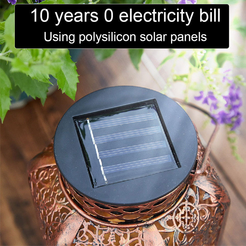 Retro LED solárna lampa s dutým lampášom, ručná závesná projektorová lampa, vonkajšia záhrada, vodotesná trávniková krajina