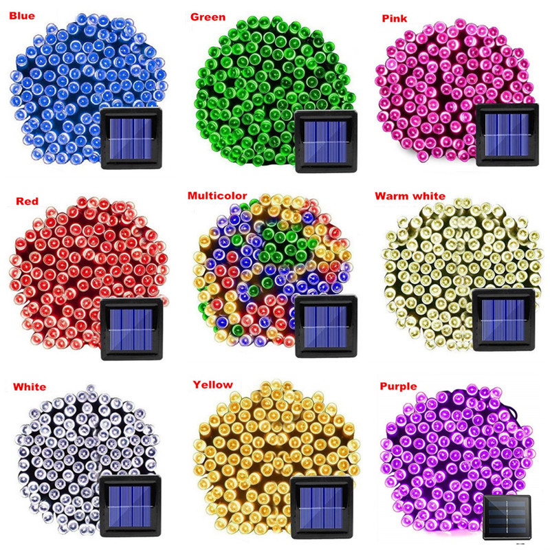 50/100/200 Lumini solare cu LED-uri în aer liber, ghirlande stradale, case, decorațiuni de grădină de Crăciun, lanț de bandă luminoasă