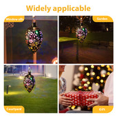 Vintage napelemes kerti lámpás függő vetítőlámpa üreges vas művészet színes vízálló világító díszek gyep udvari dekoráció