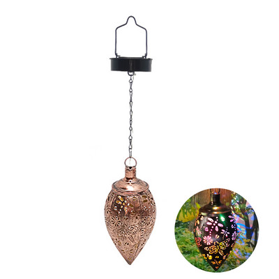 Vintage napelemes kerti lámpás függő vetítőlámpa üreges vas művészet színes vízálló világító díszek gyep udvari dekoráció