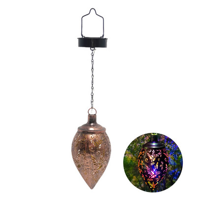 Vintage napelemes kerti lámpás függő vetítőlámpa üreges vas művészet színes vízálló világító díszek gyep udvari dekoráció