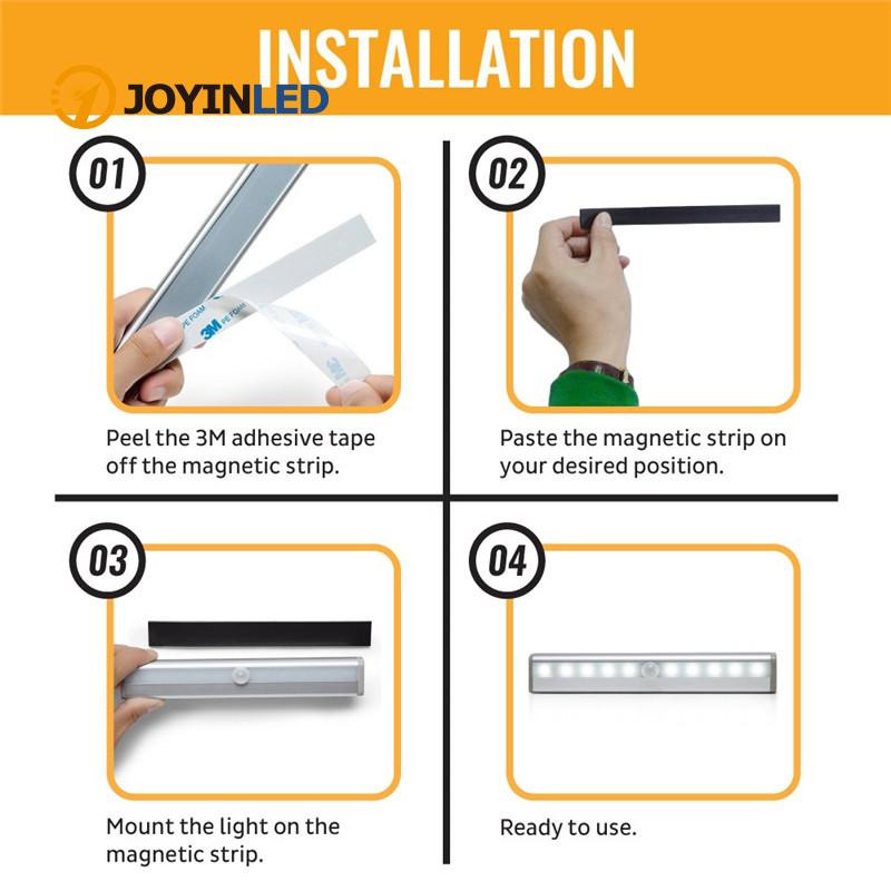 Juhtmeta kapialune LED-valgusti PIR-liikumisanduri lamp 6/10 LED-i garderoobikapi kapi jaoks köögivalgustiga LED öövalgusti