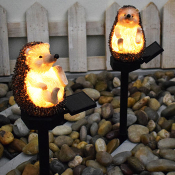 Слънчева градинска светлина Симулация на смола Кол за таралеж Външна водоустойчива LED лампа Слънчева градинска светлина Водоустойчив дом за животни