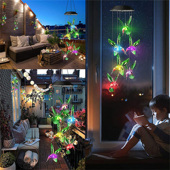 Ρομαντικό LED Solar Wind Chimes Night Light Κρεμαστό φωτιστικό κολιμπρί Αδιάβροχο φωτιστικό κήπου εξωτερικού χώρου