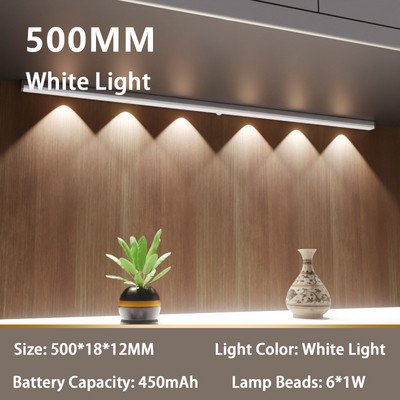 Szabályozható, újratölthető LED-es szekrényes fény mozgásérzékelős éjszakai lámpa konyhához hálószoba mágneses vezeték nélküli szekrény szekrény világítás