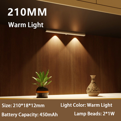 Szabályozható, újratölthető LED-es szekrényes fény mozgásérzékelős éjszakai lámpa konyhához hálószoba mágneses vezeték nélküli szekrény szekrény világítás