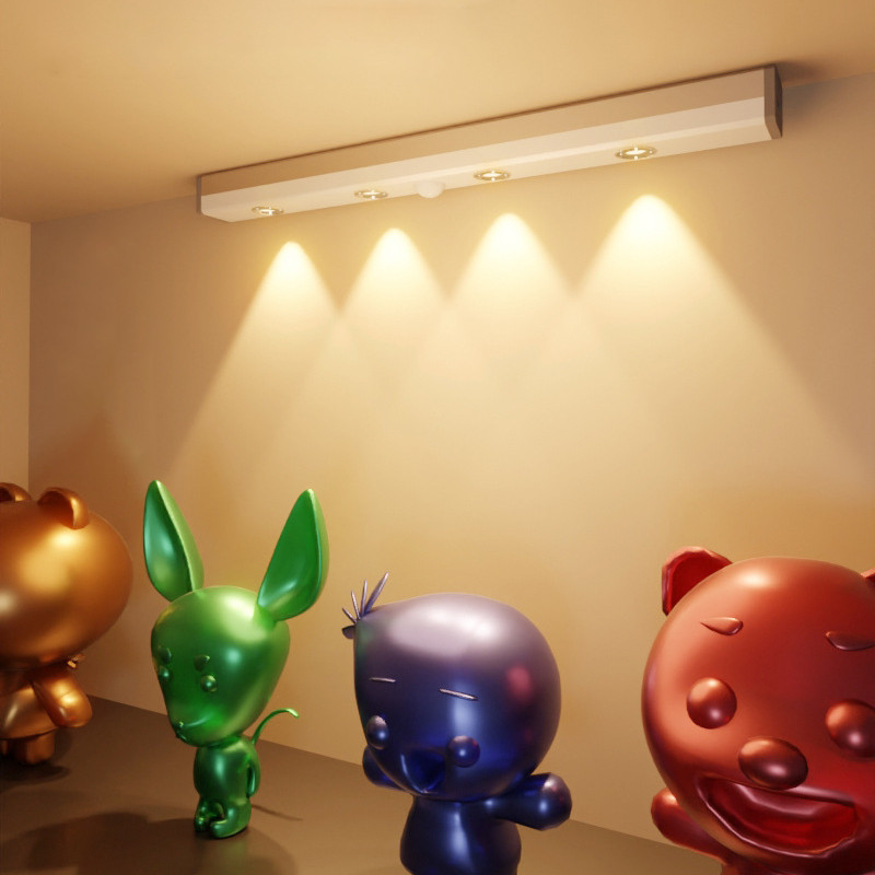 Szabályozható, újratölthető LED-es szekrényes fény mozgásérzékelős éjszakai lámpa konyhához hálószoba mágneses vezeték nélküli szekrény szekrény világítás