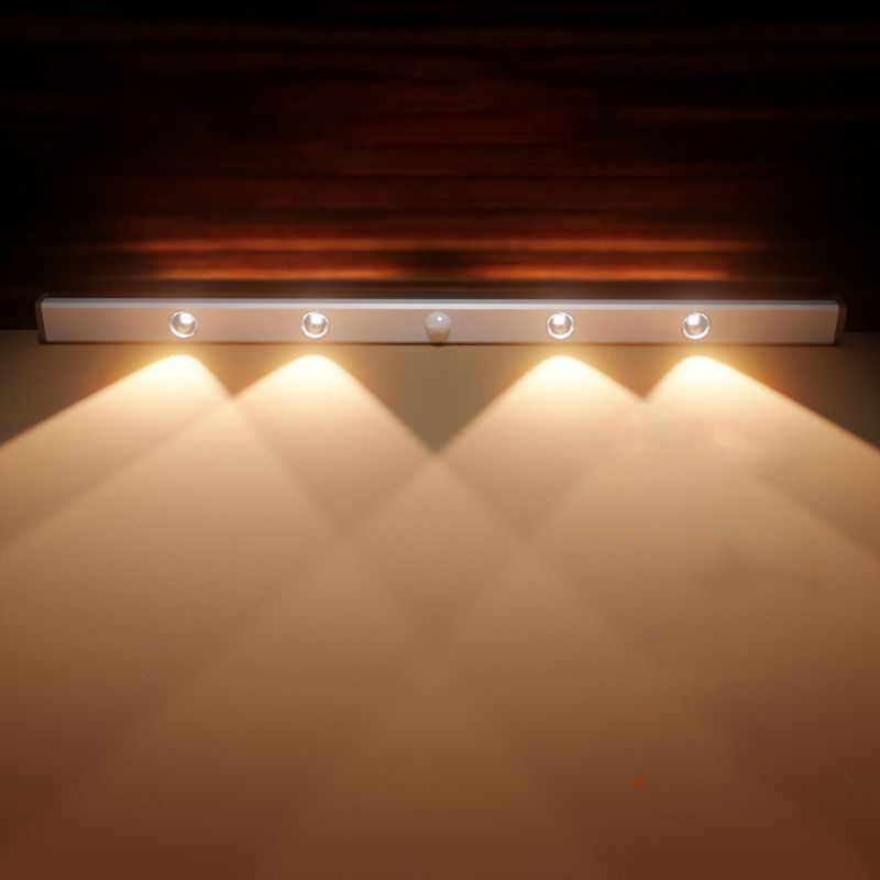 Szabályozható, újratölthető LED-es szekrényes fény mozgásérzékelős éjszakai lámpa konyhához hálószoba mágneses vezeték nélküli szekrény szekrény világítás