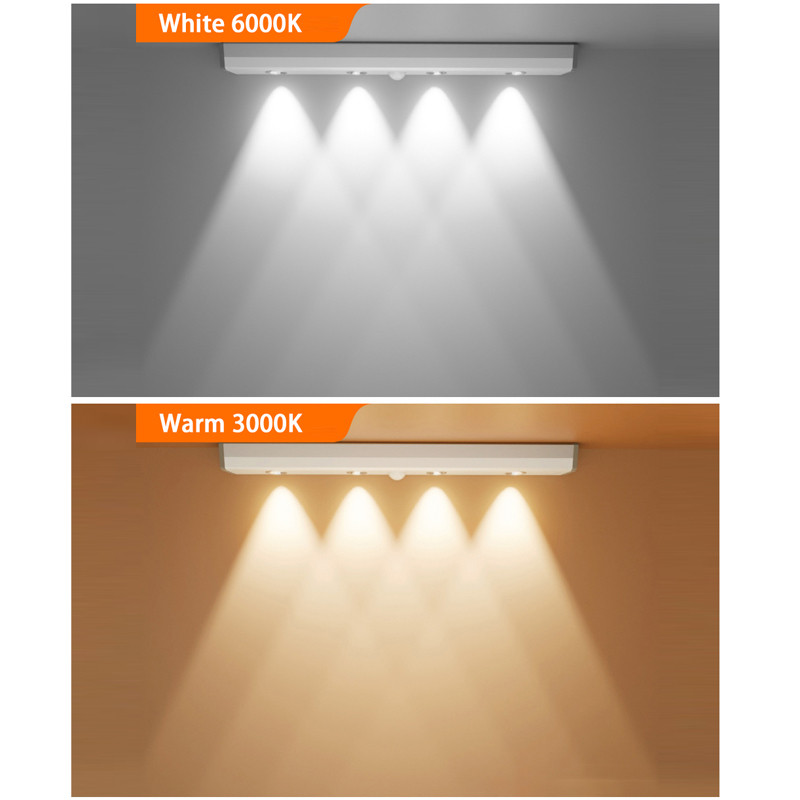 Szabályozható, újratölthető LED-es szekrényes fény mozgásérzékelős éjszakai lámpa konyhához hálószoba mágneses vezeték nélküli szekrény szekrény világítás