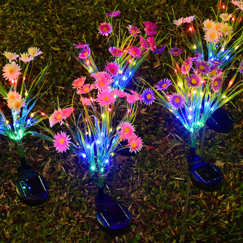 Нова слънчева градинска светлина PVC симулация на земна лампа с диви цветя LED слънчева декоративна светлина за градинска морава