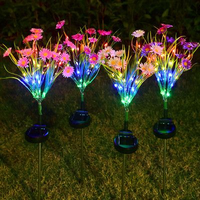 Нова слънчева градинска светлина PVC симулация на земна лампа с диви цветя LED слънчева декоративна светлина за градинска морава