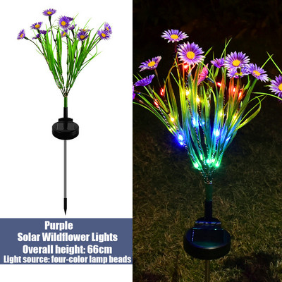 Novo solarno vrtno svjetlo PVC simulacija prizemne svjetiljke s divljim cvijećem LED solarno dekorativno svjetlo za vanjski vrtni travnjak