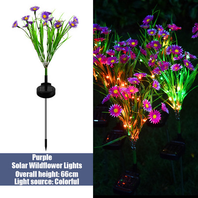 Novo solarno vrtno svjetlo PVC simulacija prizemne svjetiljke s divljim cvijećem LED solarno dekorativno svjetlo za vanjski vrtni travnjak