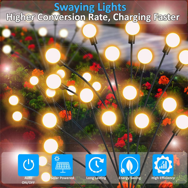 Sunčev prasak zvijezda Leluja svjetlo vjetar puše Vrtno svjetlo Vanjska ukrasna vatrometna lampa krijesnica za uređenje dvorišne staze